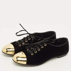 مملوكة مسبقًا حذاء سموكينغ كاب تو قماش مخملي ومعدني أسود جوزيبي زانوتي مقاس 39