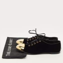 مملوكة مسبقًا حذاء سموكينغ كاب تو قماش مخملي ومعدني أسود جوزيبي زانوتي مقاس 39