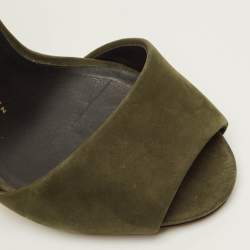 مملوكة مسبقًا Giuseppe Zanotti Size 37.5 Green Suede Embellished Ankle Strap Sandals