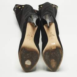 مملوكة مسبقًا حذاء بوت بطول الركبة جوسيبي زانوتي سويدي أسود مرصع بالكريستال مقاس 39