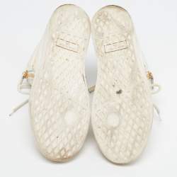 Pre Owned Giuseppe Zanotti Size 38.5 White Leather Metal Embellished Double Zip High Top Sneakers 