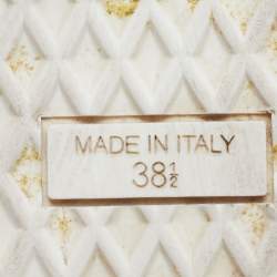 Pre Owned Giuseppe Zanotti Size 38.5 White Leather Metal Embellished Double Zip High Top Sneakers 