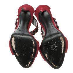 Pre Owned صندل جوسيبي زانوتي سويدي أحمر شيري مزخرف مقدمة مفتوحة مقاس 37.5