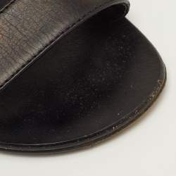 مملوكة مسبقًا صندل جوسيبي زانوتي جلد أسود مسطح مقاس 36