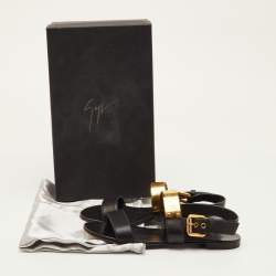 مملوكة مسبقًا صندل جوسيبي زانوتي جلد أسود مسطح مقاس 36