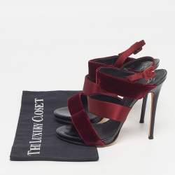 مملوكة مسبقًا صندل جوسيبي زانوتي حزام مخطط ساتان ومخمل خمري مقاس 38.5