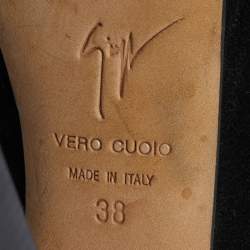 Pre Owned حذاء بوت بطول الركبة جوسيبي زانوتي سويدي أسود مرصع بالكريستال مقاس 39