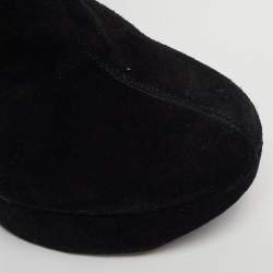 Pre Owned حذاء بوت بطول الركبة جوسيبي زانوتي سويدي أسود مرصع بالكريستال مقاس 39