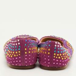 مملوكة مسبقًا حذاء فلات باليه جوسيبي زانوتي مزخرف كريستال سويدي زهري مقاس 37