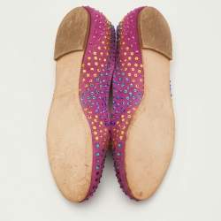 مملوكة مسبقًا حذاء فلات باليه جوسيبي زانوتي مزخرف كريستال سويدي زهري مقاس 37