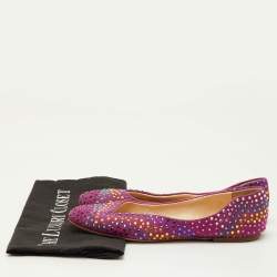 مملوكة مسبقًا حذاء فلات باليه جوسيبي زانوتي مزخرف كريستال سويدي زهري مقاس 37