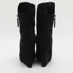 Pre Owned Giuseppe Zanotti Size 37 Black Suede Mid Calf Boots