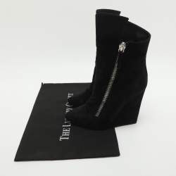 Pre Owned Giuseppe Zanotti Size 37 Black Suede Mid Calf Boots