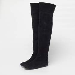 Pre Owned Giuseppe Zanotti Size 36.5 Black Suede Knee Length Boots