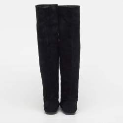 Pre Owned Giuseppe Zanotti Size 36.5 Black Suede Knee Length Boots
