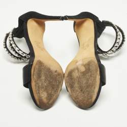 Pre Owned Giuseppe Zanotti Size 40 Satin and Leather Embellished Ankle Strap Sandals