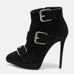 Pre Owned Giuseppe Zanotti Emy Size 37 Black Suede Ankle Length Boots