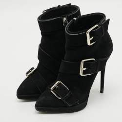 Pre Owned Giuseppe Zanotti Emy Size 37 Black Suede Ankle Length Boots