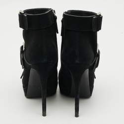 Pre Owned Giuseppe Zanotti Emy Size 37 Black Suede Ankle Length Boots
