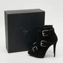 Pre Owned Giuseppe Zanotti Emy Size 37 Black Suede Ankle Length Boots