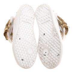 Pre Owned Giuseppe Zanotti White Leather Eagle High Top Sneakers Size 38