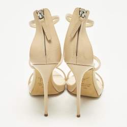 Pre Owned صندل جوسيبي زانوتي "هارموني" جلد لامع بيج مقاس 42