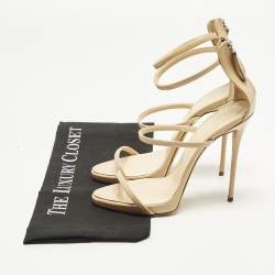 Pre Owned صندل جوسيبي زانوتي "هارموني" جلد لامع بيج مقاس 42