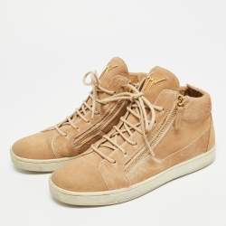 مملوكة مسبقًا Giuseppe Zanotti Kriss Size 38 Brown Calf Hair and Suede High Top Sneakers