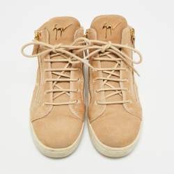 مملوكة مسبقًا Giuseppe Zanotti Kriss Size 38 Brown Calf Hair and Suede High Top Sneakers