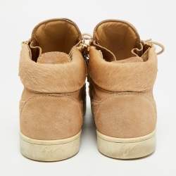 مملوكة مسبقًا Giuseppe Zanotti Kriss Size 38 Brown Calf Hair and Suede High Top Sneakers