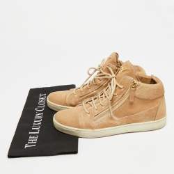 مملوكة مسبقًا Giuseppe Zanotti Kriss Size 38 Brown Calf Hair and Suede High Top Sneakers