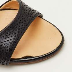 Pre Owned Giuseppe Zanotti Size 38 Black/Gold Leather and Sequins Ankle Strap Sandals