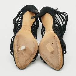 مملوكة مسبقًا Giuseppe Zanotti Size 39 Black Suede Caged Strappy Sandals