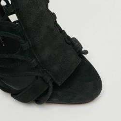 مملوكة مسبقًا Giuseppe Zanotti Size 39 Black Suede Caged Strappy Sandals