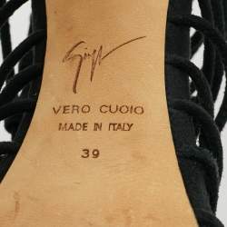 مملوكة مسبقًا Giuseppe Zanotti Size 39 Black Suede Caged Strappy Sandals
