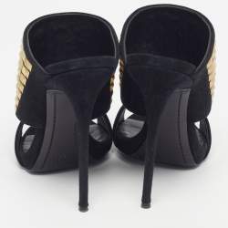 Pre Owned صندل جوسيبي زانوتي كولاين سويدي أسود مزخرف كريستال مقاس 37.5