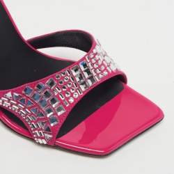 Pre Owned Giuseppe Zanotti Tutankamon Crystal Embellished Size 38.5 Pink Suede Slide Sandals
