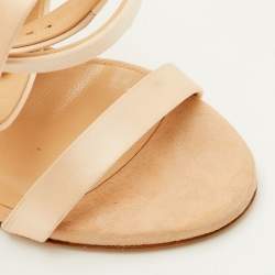 Pre Owned صندل رباط الكاحل جوسيبي زانوتي ساتان بيج جينيفر لوبيز مقاس 37