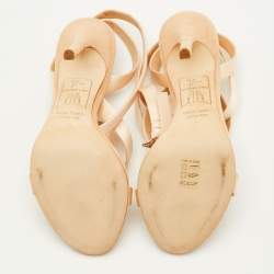 Pre Owned صندل رباط الكاحل جوسيبي زانوتي ساتان بيج جينيفر لوبيز مقاس 37