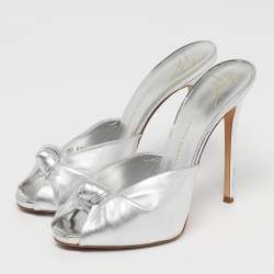 Pre Owned خُفّ جوسييبي زانوتي مُعقود جلد فضي مقاس 39.5