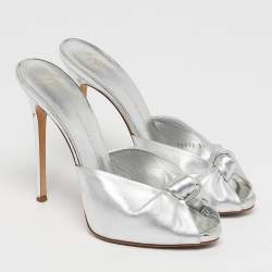 Pre Owned خُفّ جوسييبي زانوتي مُعقود جلد فضي مقاس 39.5