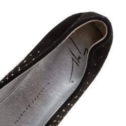 Pre Owned Giuseppe Zanotti Black Suede and Crystal Embellished Ballet Flats Size 39