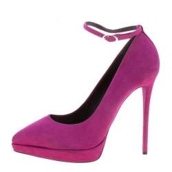 Pre Owned Giuseppe Zanotti Pink Suede Ankle Strap Platform Pointed Toe Pumps Size 41