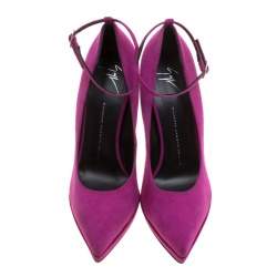 Pre Owned Giuseppe Zanotti Pink Suede Ankle Strap Platform Pointed Toe Pumps Size 41