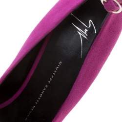 Pre Owned Giuseppe Zanotti Pink Suede Ankle Strap Platform Pointed Toe Pumps Size 41