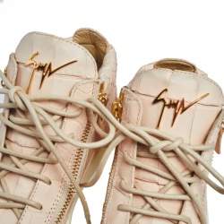 Pre Owned Giuseppe Zanotti Peach Croc Embossed Leather London High Top Sneakers Size 41