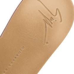 Pre Owned Giuseppe Zanotti Purple Leather Crystal Embellished Flat Sandals Size 36