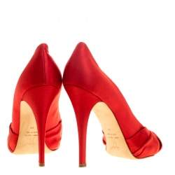 Giuseppe Zanotti Red Satin Criss Cross Peep Toe Pumps Size 38
