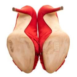 Giuseppe Zanotti Red Satin Criss Cross Peep Toe Pumps Size 38