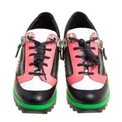 Pre Owned Giuseppe Zanotti Multicolor Leather Stud Detail Lace Up Sneakers Size 36